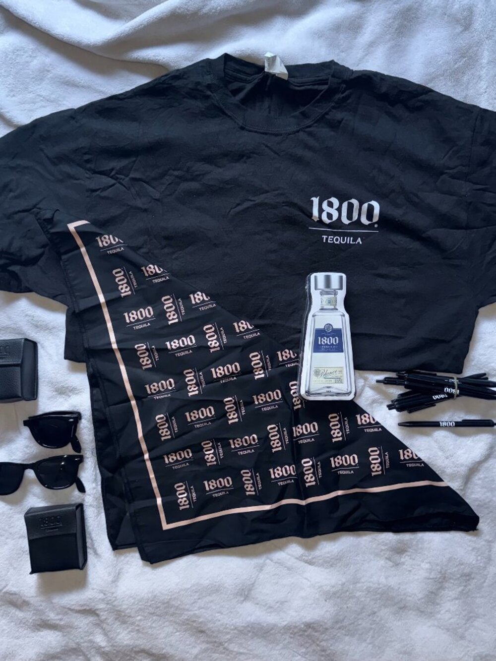 HUGE 1800 TEQUILA BUNDLE - New Shirts, Bandanas, Sunglasses, Pens